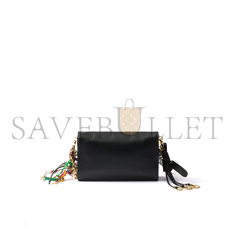 PRADA SOFT SOUND SMALL LEATHER SHOULDER BAG WITH CHARMS 1BD379 (24*13.5*5cm) PRADA SOFT SOUND SMALL LEATHER SHOULDER BAG WITH CHARMS 1BD379 (24*13.5*5cm)